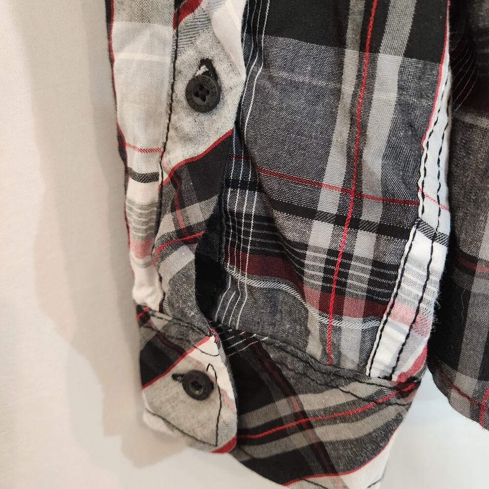 HELIX Athletic Fit Black Grey‎ Red Plaid Streetwear Cowboy Western Mens Medium M - Picture 11 of 12